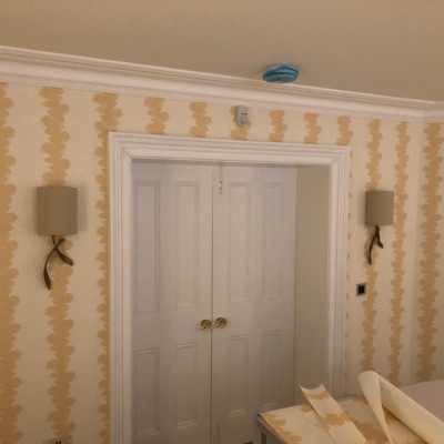 Nicholas Haslam fabric design installed in Cadogan Square, Chelsea, London