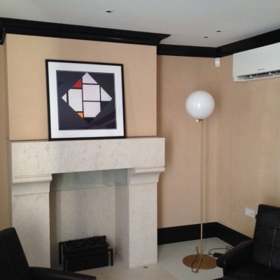 Installing Phillip Jeffries Suede Wallpaper , Sloane Square, London