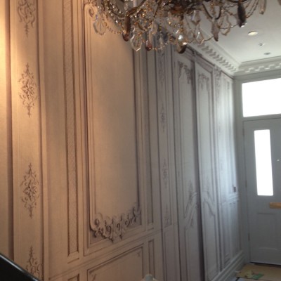 Installing French Fabric Wall Covering, Wandsworth, London