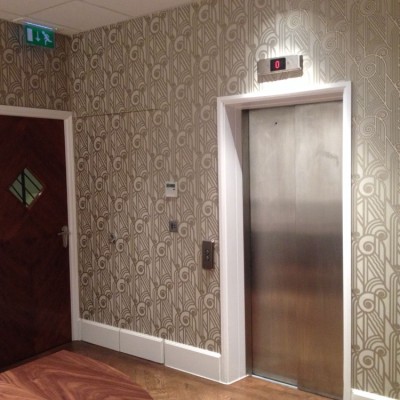 Installing Hand Printed American Wallpaper, Green Park, London