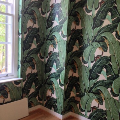 Installing American Handprinted Wallpaper, Fulham Broadway, London