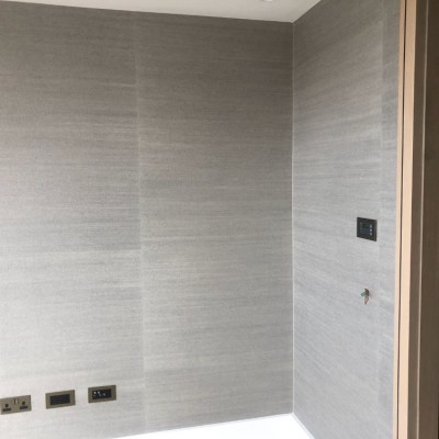 Installing Phillip Jeffries Grasscloth Wallpaper, Chiltern Street, London